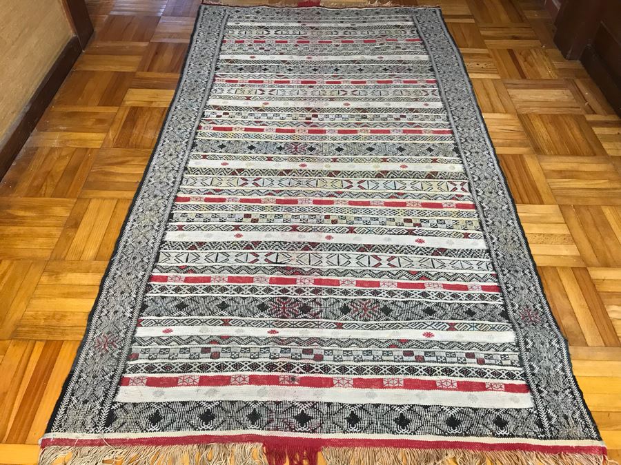 Vintage Hand Knotted Wool Rug With Intricate Geometric Patterns 6' 8' X 3' 7' [Photo 3]