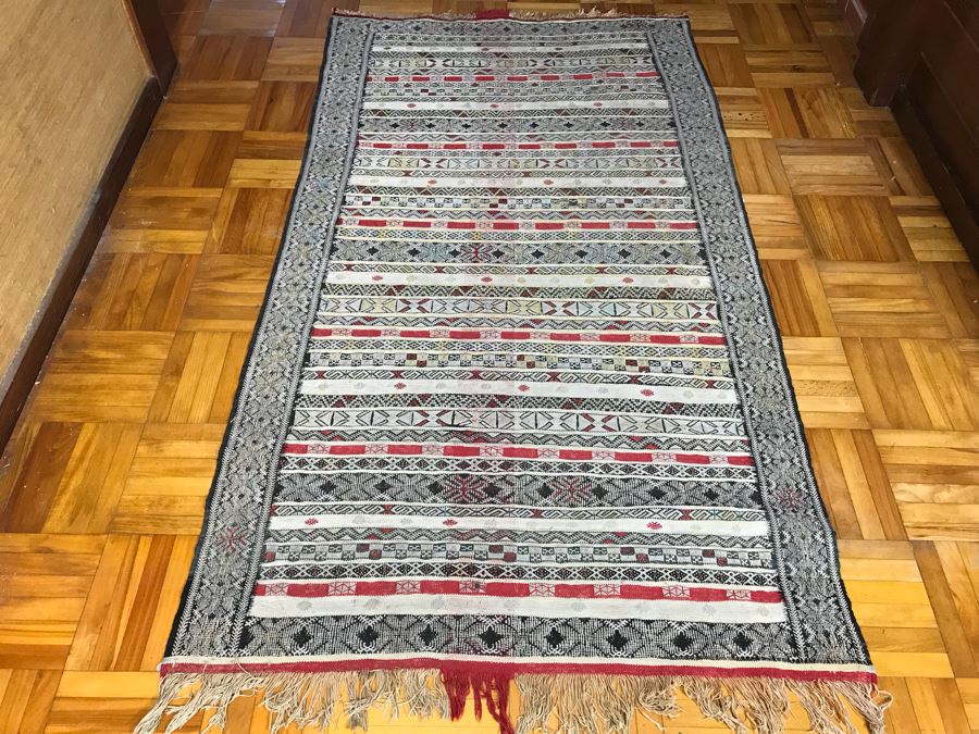 Vintage Hand Knotted Wool Rug With Intricate Geometric Patterns 6' 8' X 3' 7' [Photo 2]