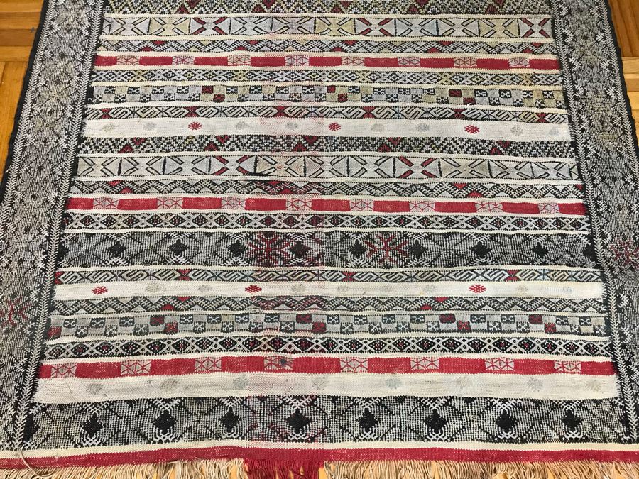 Vintage Hand Knotted Wool Rug With Intricate Geometric Patterns 6' 8' X 3' 7' [Photo 4]