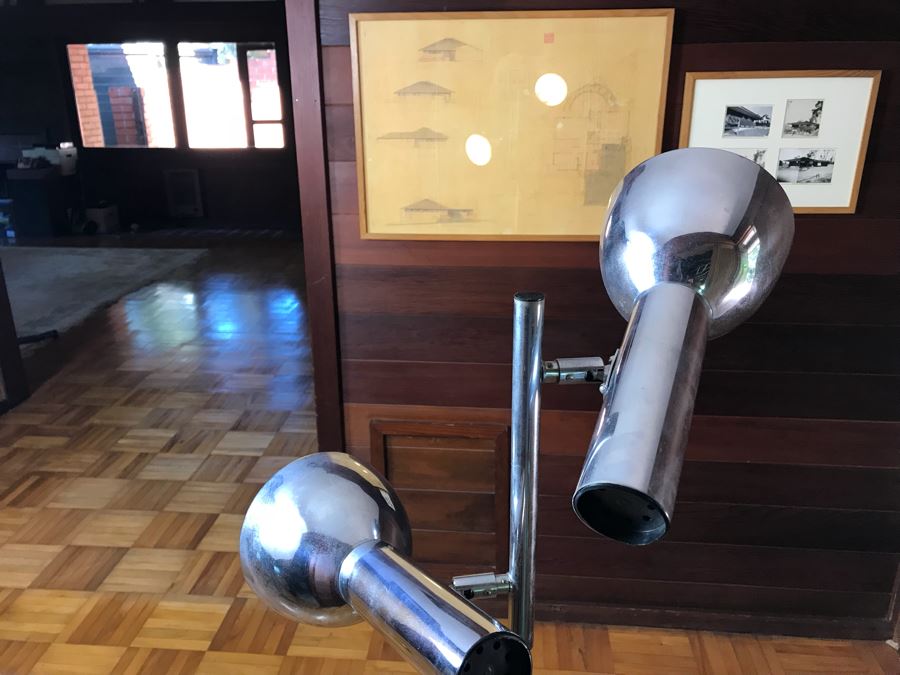 Mid-Century Modern Adjustable Chrome 2-Light Floor Lamp [Photo 3]