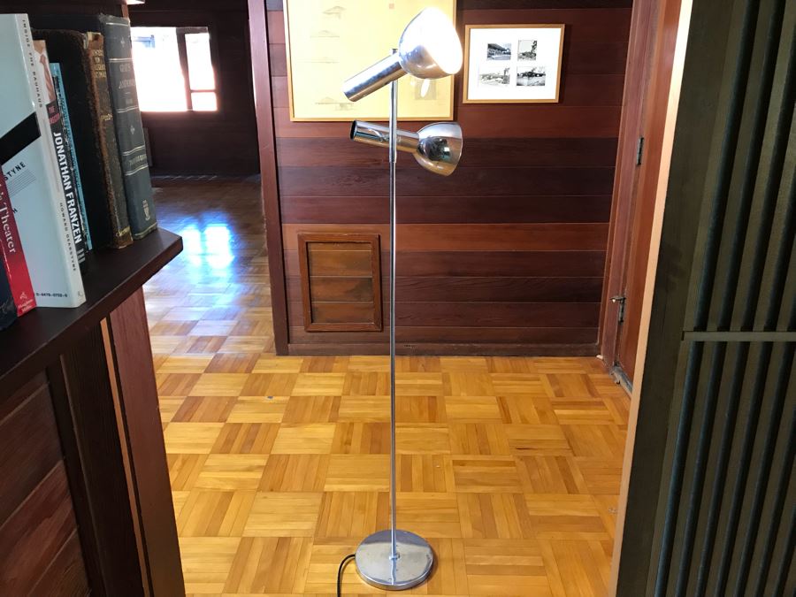 Mid-Century Modern Adjustable Chrome 2-Light Floor Lamp [Photo 5]