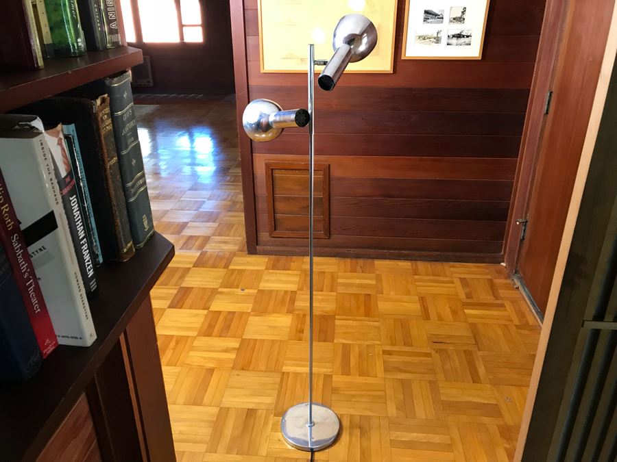 Mid-Century Modern Adjustable Chrome 2-Light Floor Lamp [Photo 2]