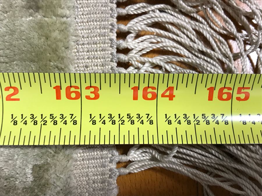 Large Silk Asian Geometric Pattern Light Green Area Rug 13' 8' X 9' 11' [Photo 8]