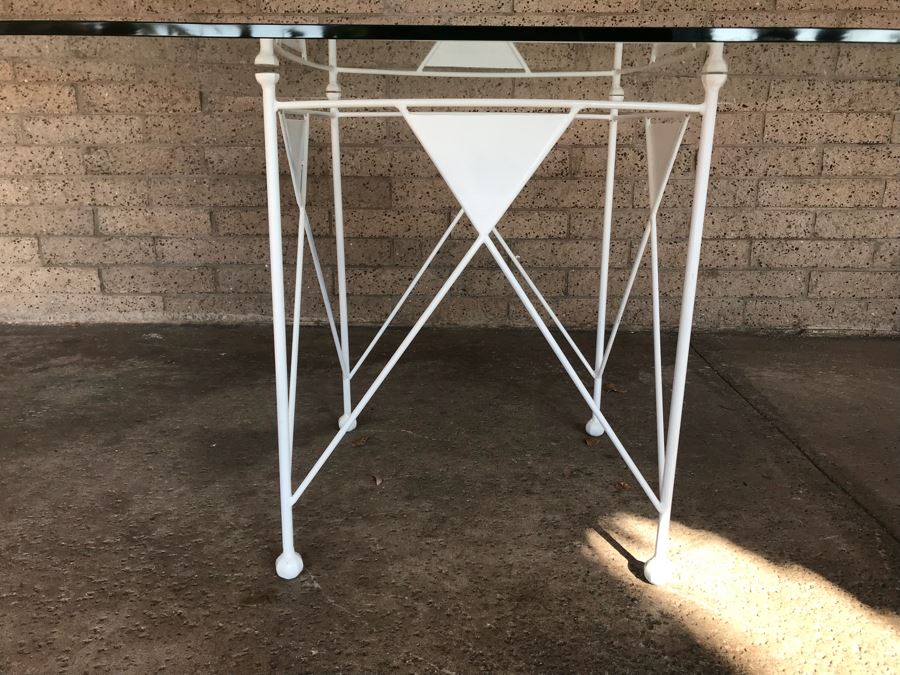 Custom Made White Metal Table Designed To Match Frank Lloyd Wright Chairs Sold In Previous Sale [Photo 7]