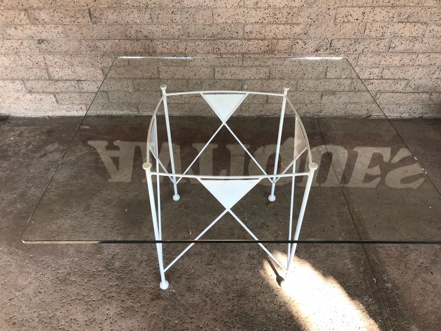 Custom Made White Metal Table Designed To Match Frank Lloyd Wright Chairs Sold In Previous Sale [Photo 2]