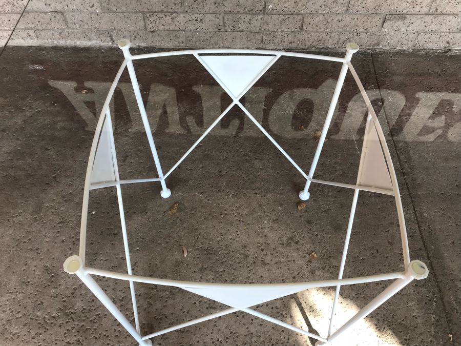 Custom Made White Metal Table Designed To Match Frank Lloyd Wright Chairs Sold In Previous Sale [Photo 5]