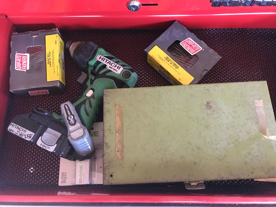 Pair Of Rolling Task Force Tool Boxes On Casters Filled With Tools - See Photos [Photo 9]