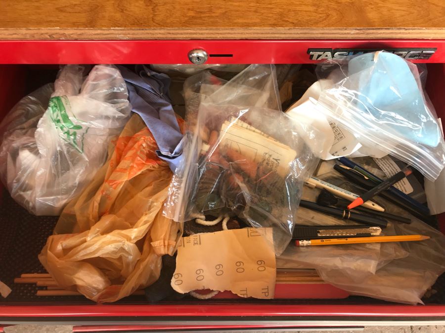 Pair Of Rolling Task Force Tool Boxes On Casters Filled With Tools - See Photos [Photo 5]