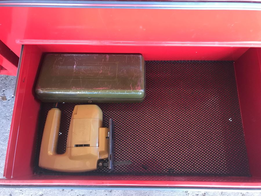 Pair Of Rolling Task Force Tool Boxes On Casters Filled With Tools - See Photos [Photo 8]