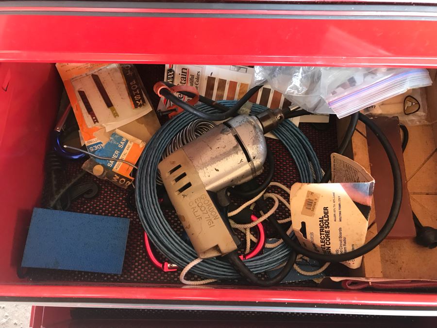 Pair Of Rolling Task Force Tool Boxes On Casters Filled With Tools - See Photos [Photo 10]