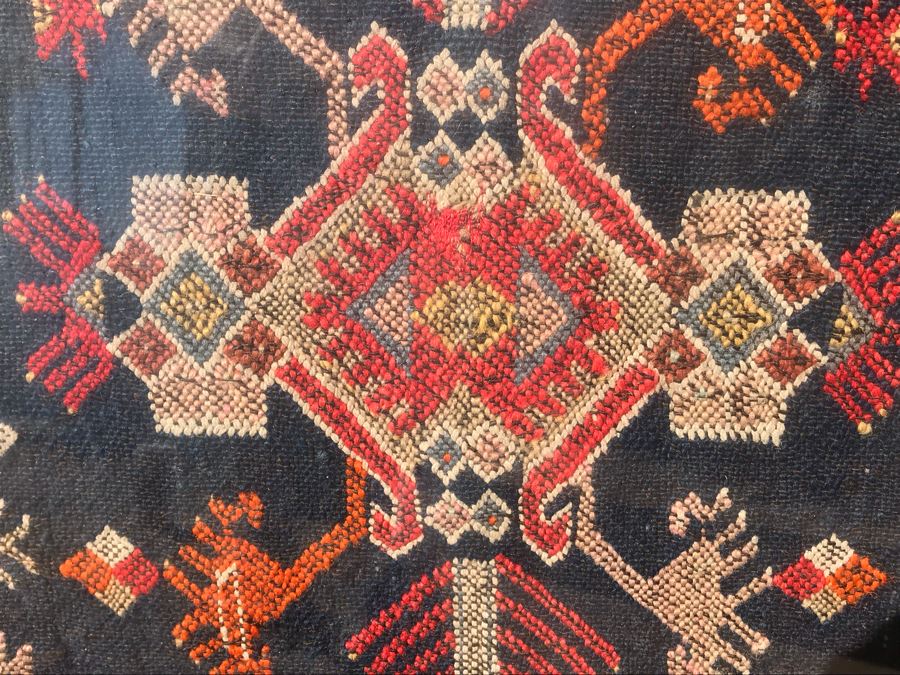 Antique 1896 Hand Knotted Rug With Geometric Patterns Encased In Acrylic Shadowbox Ready For Wall Hanging [Photo 19]