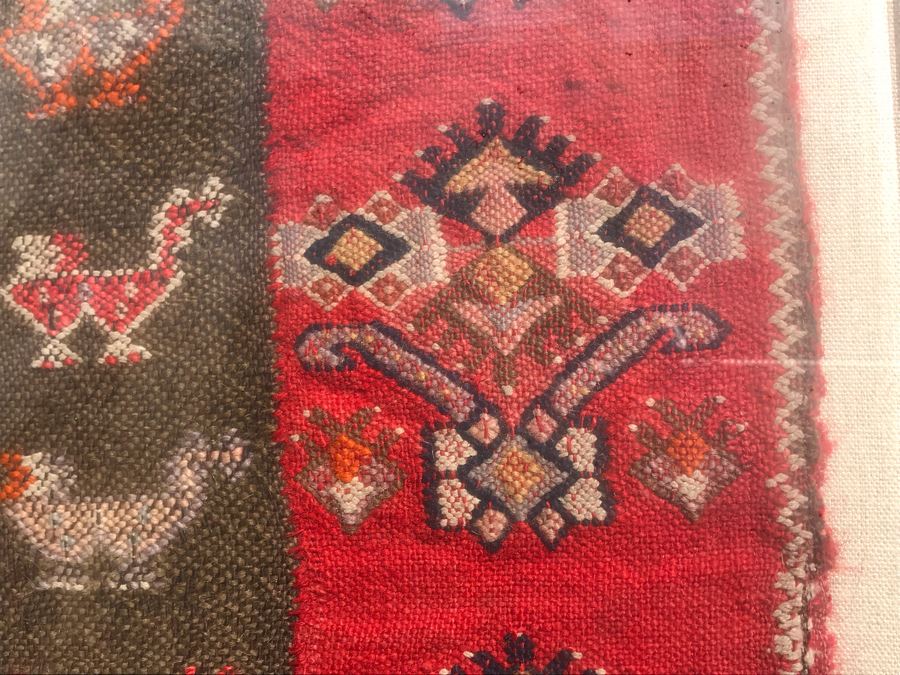 Antique 1896 Hand Knotted Rug With Geometric Patterns Encased In Acrylic Shadowbox Ready For Wall Hanging [Photo 11]