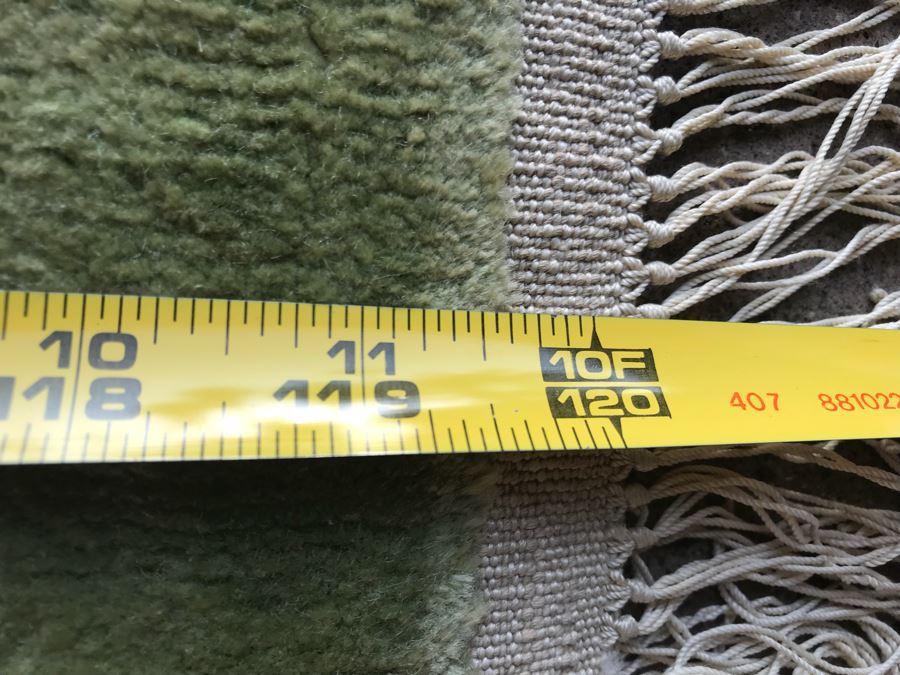 Silk Asian Geometric Pattern Light Green Area Rug 10'  X 7' 11' [Photo 12]