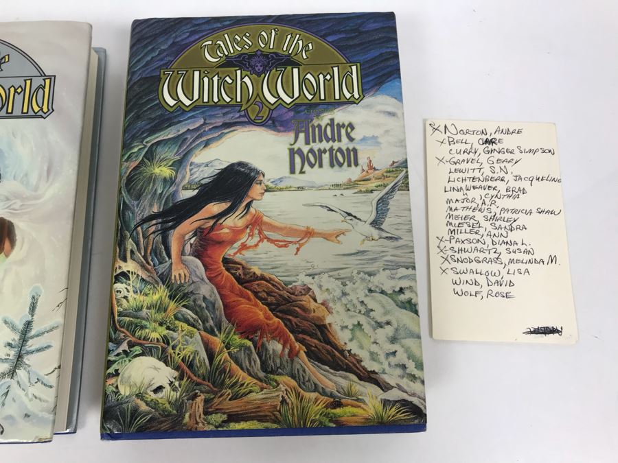 JUST ADDED - Pair Of Signed Books Tales Of The Witch World Created By Andre Norton - Signed By Andre Norton, Robert Bloch, A.C. Crispin, Mercedes Lackey, Sasha Miller And More - See Photos [Photo 3]