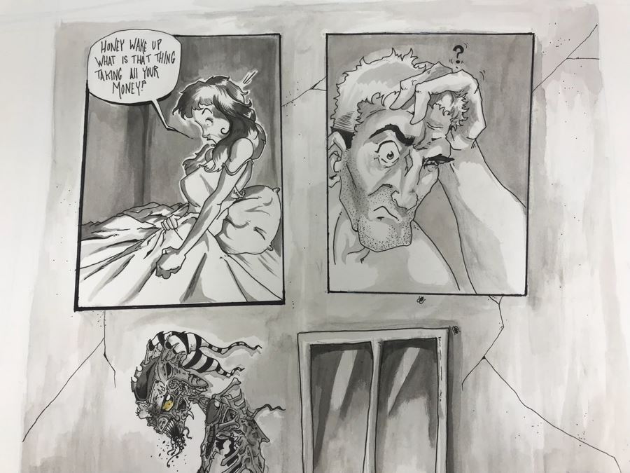 Comic Con Art Show Original Drawing By Doug Stambaugh 14' X 17' [Photo 3]