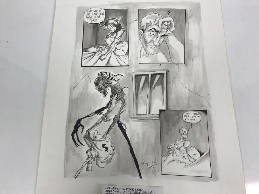 Comic Con Art Show Original Drawing By Doug Stambaugh 14' X 17' [Photo 2]