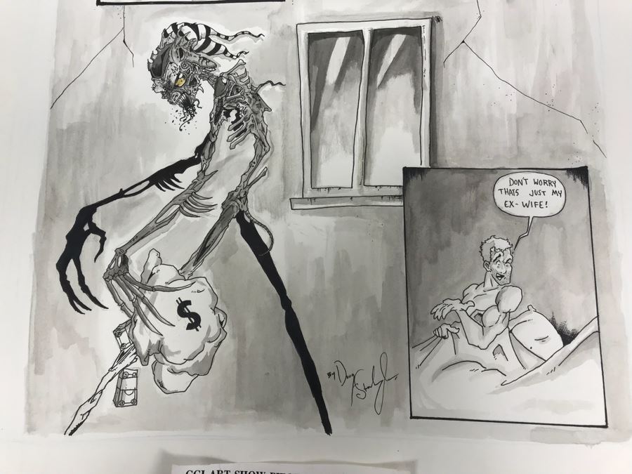 Comic Con Art Show Original Drawing By Doug Stambaugh 14' X 17' [Photo 4]