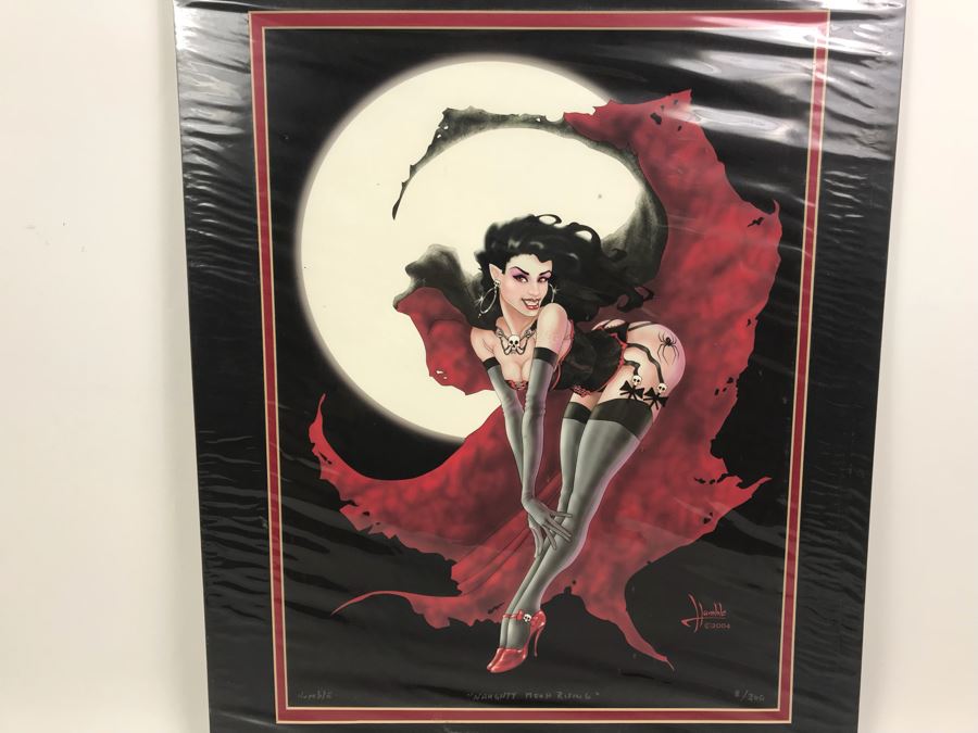 Limited Edition Hand Signed Print By Jim Humble Titled 'Naughty Moon Rising' From Comic Con Art Show 16' X 20'