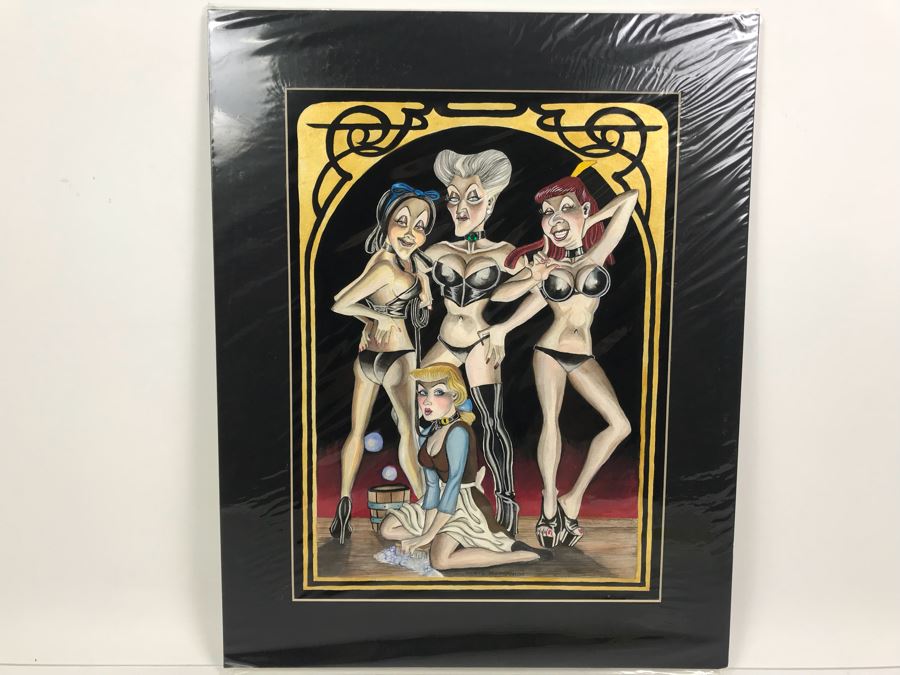 Original Artwork By Ray T. Christian II 2004 Disney Cinderella From Comic Con Art Show 14' X 18' [Photo 2]