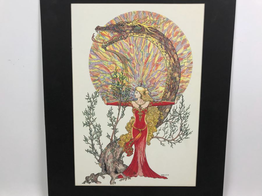 Original Ink Drawing By Atanielle Annyn Rowland Noel Titled 'Dragon Tree' From Comic Con Art Show 16' X 20' [Photo 1]