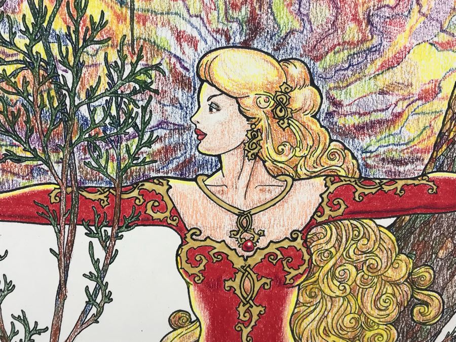 Original Ink Drawing By Atanielle Annyn Rowland Noel Titled 'Dragon Tree' From Comic Con Art Show 16' X 20' [Photo 6]