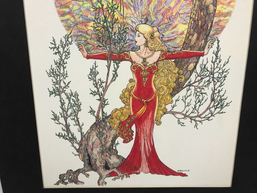 Original Ink Drawing By Atanielle Annyn Rowland Noel Titled 'Dragon Tree' From Comic Con Art Show 16' X 20' [Photo 3]