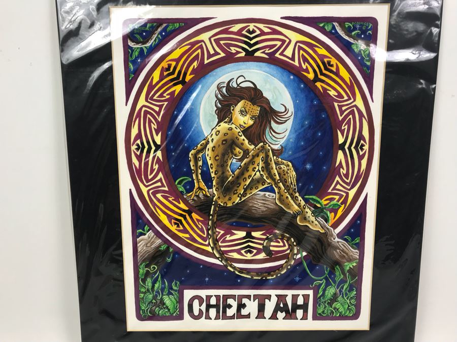 Original Artwork By Ray T. Christian II Titled 'Cheetah' From Comic Con Art Show 14' X 17'