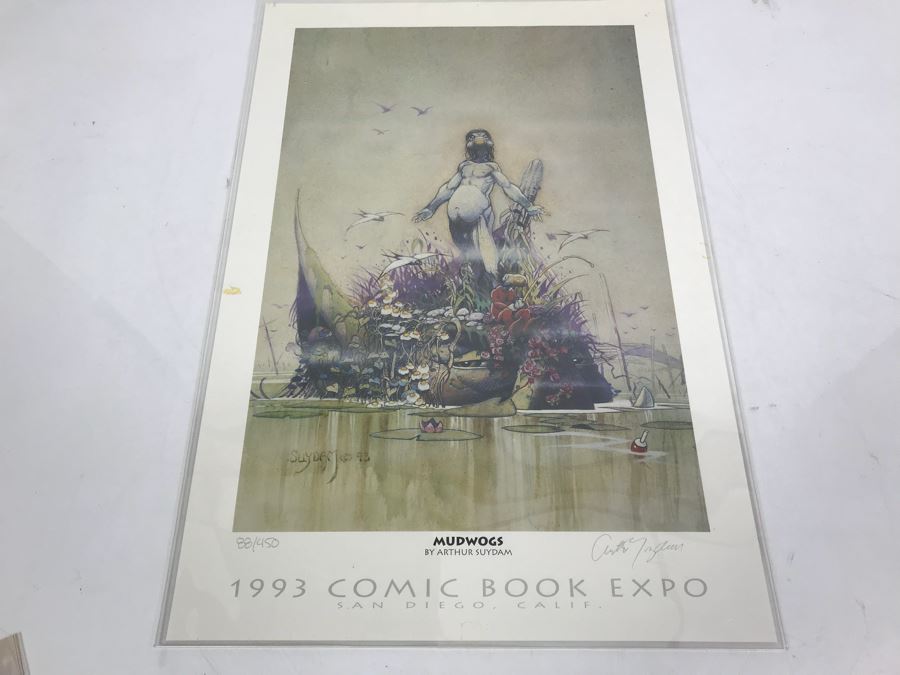Limited Edition Hand Signed Print By Arthur Suydam Titled 'Mudwogs' 1993 Comic Book Expo 12' X 18'
