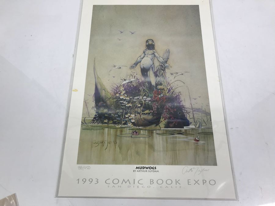 Limited Edition Hand Signed Print By Arthur Suydam Titled 'Mudwogs' 1993 Comic Book Expo 12' X 18' [Photo 2]