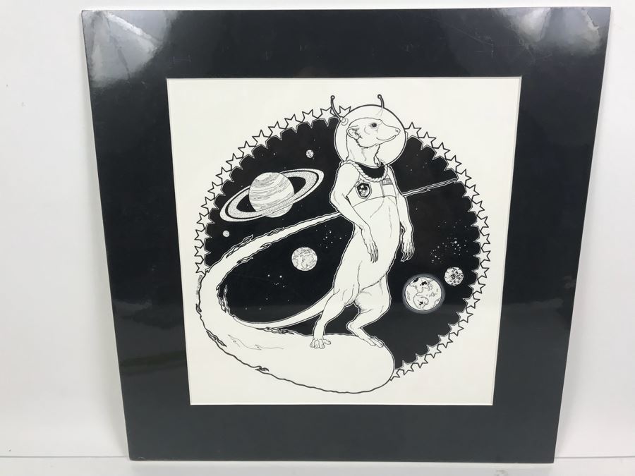Original Ink Drawing Titled 'Johnny Meerkat' Created As T-Shirt Design For NASFic By Austin 1999 [Photo 2]