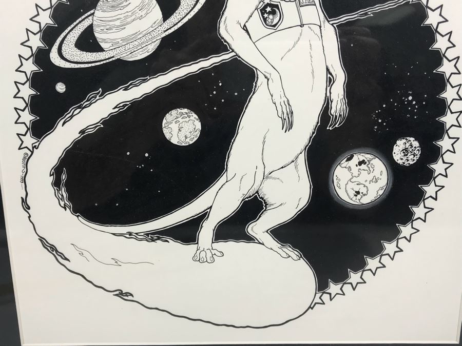 Original Ink Drawing Titled 'Johnny Meerkat' Created As T-Shirt Design For NASFic By Austin 1999 [Photo 4]