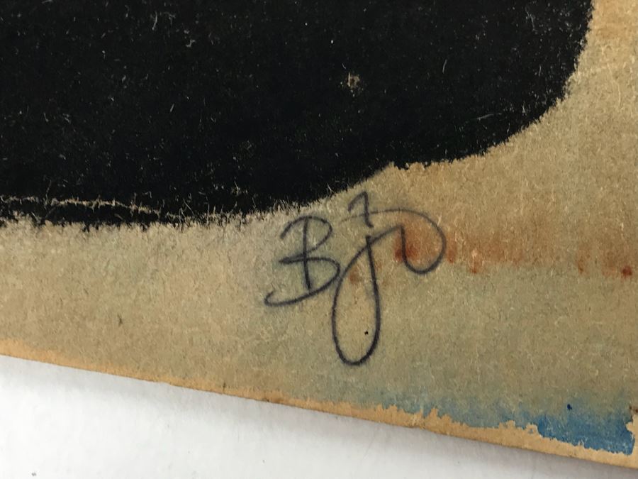 Vintage Original Watercolor Painting By Bjo Trimble Titled 'Halloween Cat' 11' X 17' [Photo 5]