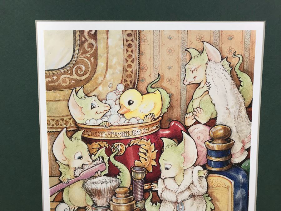 Hand Signed Pocket Dragons Print By Real Musgrave With Additional Personalized Hand Drawing Of Pocket Dragons And Signature On Matting 12' X 16' - See Photos [Photo 8]