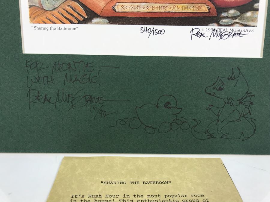 Hand Signed Pocket Dragons Print By Real Musgrave With Additional Personalized Hand Drawing Of Pocket Dragons And Signature On Matting 12' X 16' - See Photos [Photo 3]
