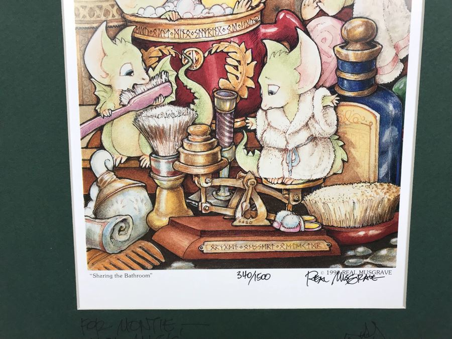 Hand Signed Pocket Dragons Print By Real Musgrave With Additional Personalized Hand Drawing Of Pocket Dragons And Signature On Matting 12' X 16' - See Photos [Photo 9]