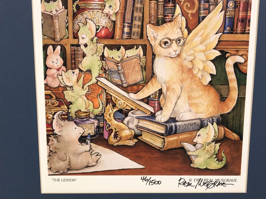 Hand Signed Pocket Dragons Print By Real Musgrave With Additional Personalized Hand Drawing Of Pocket Dragons And Signature On Matting 12' X 16' - See Photos [Photo 9]