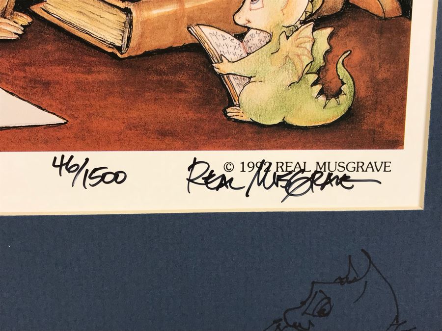 Hand Signed Pocket Dragons Print By Real Musgrave With Additional Personalized Hand Drawing Of Pocket Dragons And Signature On Matting 12' X 16' - See Photos [Photo 6]