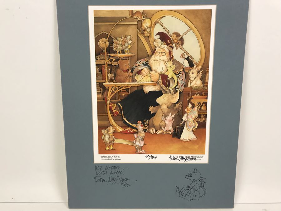 Hand Signed Pocket Dragons Print By Real Musgrave With Additional Personalized Hand Drawing Of Pocket Dragons And Signature On Matting 12' X 16' - See Photos [Photo 2]