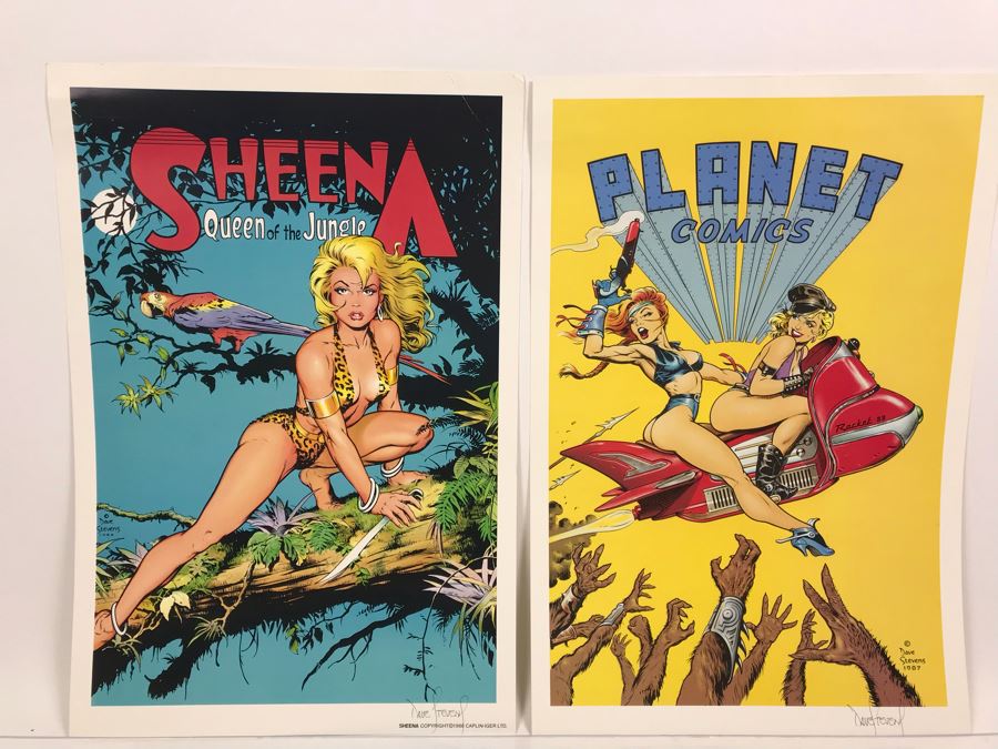 Pair Of Vintage Posters Each Hand Signed By Dave Stevens 11' X 16' 1987 1988 [Photo 1]