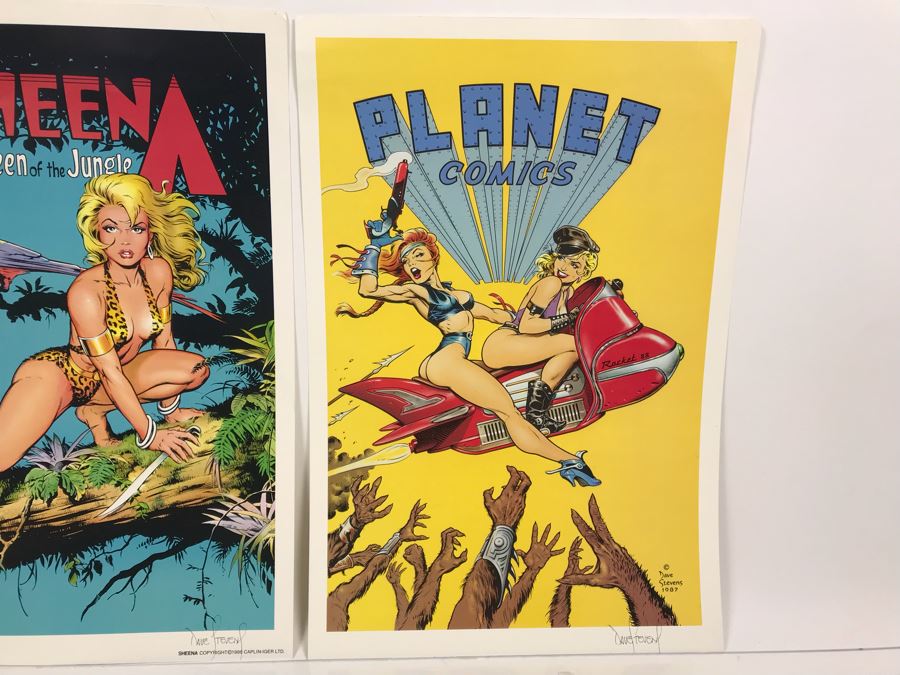 Pair Of Vintage Posters Each Hand Signed By Dave Stevens 11' X 16' 1987 1988 [Photo 2]