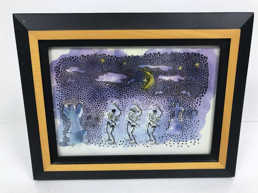 Original Artwork By Laura Bystrom Design Titled 'Jammin In The Boneyard' From Comic Con Art Show 9' X 7' [Photo 2]