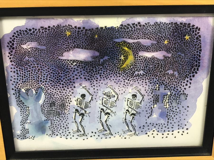 Original Artwork By Laura Bystrom Design Titled 'Jammin In The Boneyard' From Comic Con Art Show 9' X 7' [Photo 4]