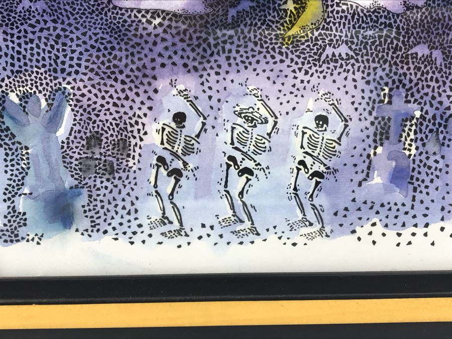 Original Artwork By Laura Bystrom Design Titled 'Jammin In The Boneyard' From Comic Con Art Show 9' X 7' [Photo 3]