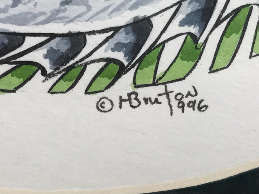 Original Watercolour Painting By Heather Bruton Titled 'Seahorse Roundeau' From Comic Con Art Show 11' X 11' [Photo 5]