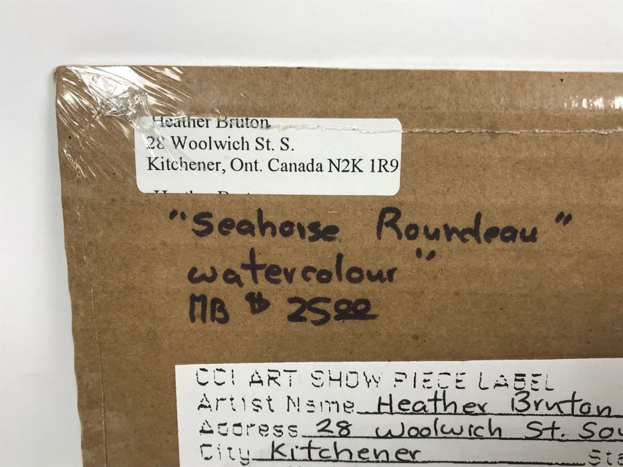Original Watercolour Painting By Heather Bruton Titled 'Seahorse Roundeau' From Comic Con Art Show 11' X 11' [Photo 8]