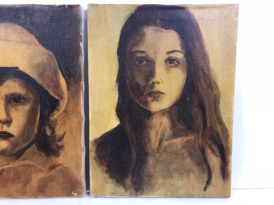 Pair Of Unsigned Portrait Paintings 12' X 16' [Photo 3]