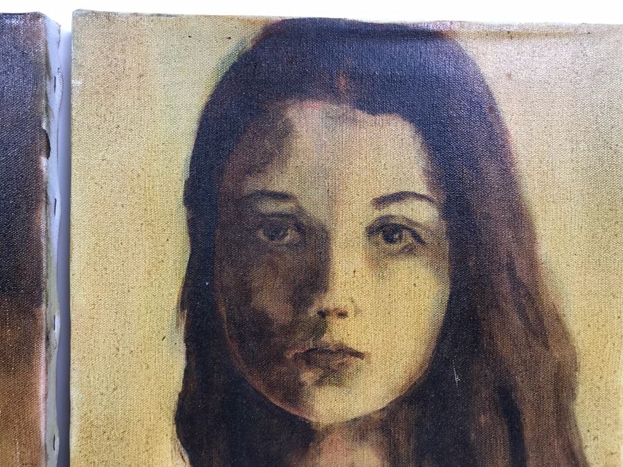 Pair Of Unsigned Portrait Paintings 12' X 16' [Photo 4]