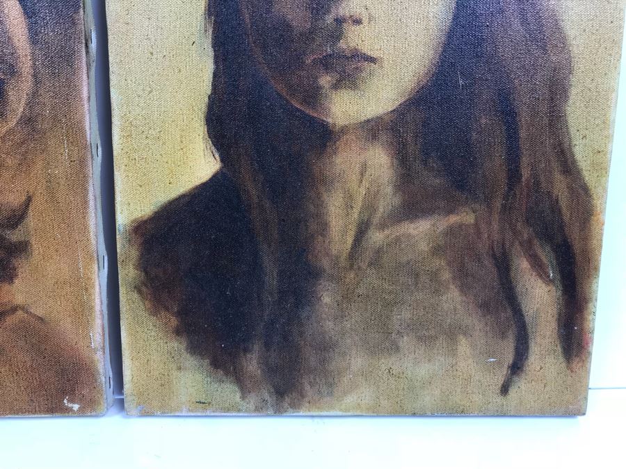 Pair Of Unsigned Portrait Paintings 12' X 16' [Photo 5]