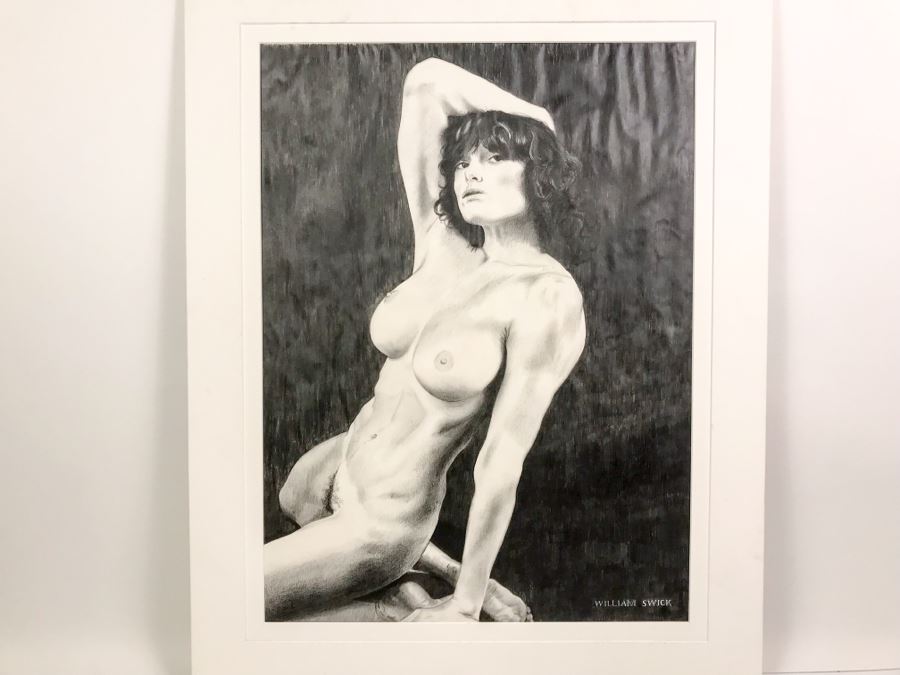 Original Charcoal Graphite Drawing Of Nude Woman By William Swick 'Ironhand' 23' X 29'