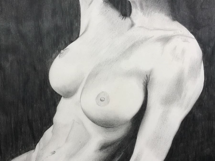 Original Charcoal Graphite Drawing Of Nude Woman By William Swick 'Ironhand' 23' X 29' [Photo 4]